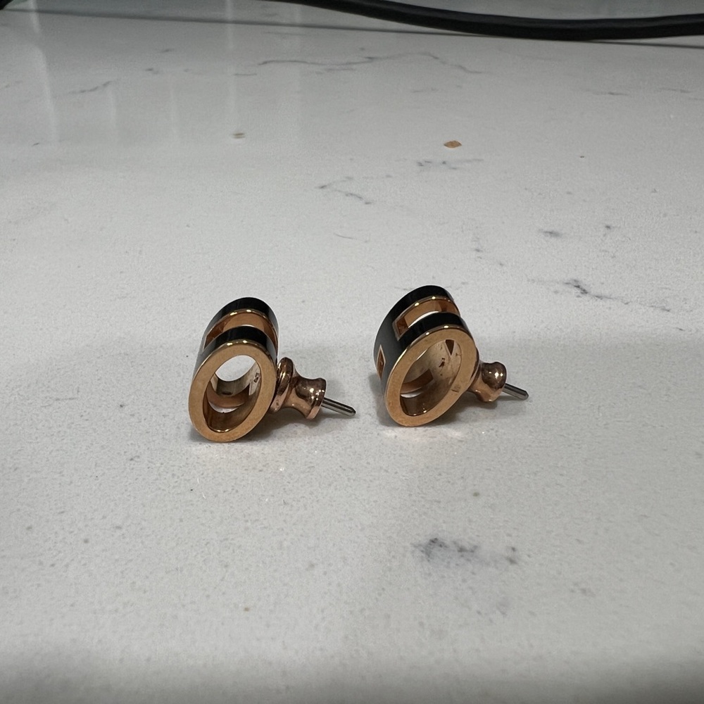 Hermes Black and Gold Earrings - Picture 4 of 7